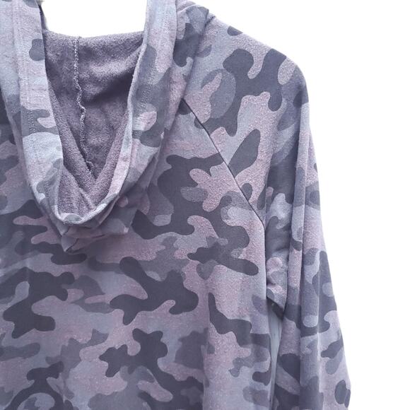 Sundry Camo Zip Up Hoodie Light Dark Grey Print Size 2 Medium Sweatshirt Comfy - Picture 7 of 15